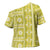 Fiji Masi All Yellow Cross Shoulder Shirt Tapa Pattern - Polynesian Pride