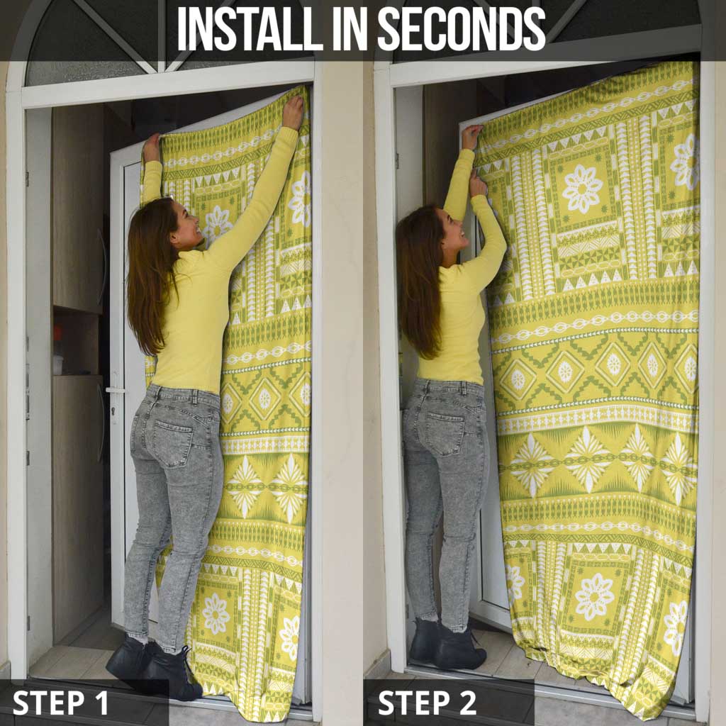 Fiji Masi All Yellow Door Cover Tapa Pattern - Polynesian Pride