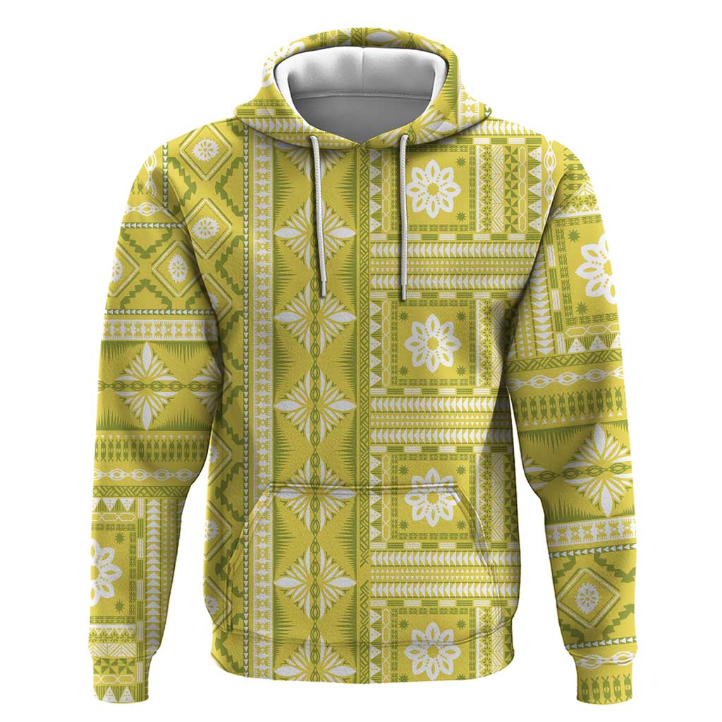Fiji Masi All Yellow Hoodie Tapa Pattern - Polynesian Pride