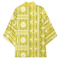 Fiji Masi All Yellow Kimono Tapa Pattern - Polynesian Pride