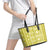 Fiji Masi All Yellow Leather Tote Bag Tapa Pattern - Polynesian Pride
