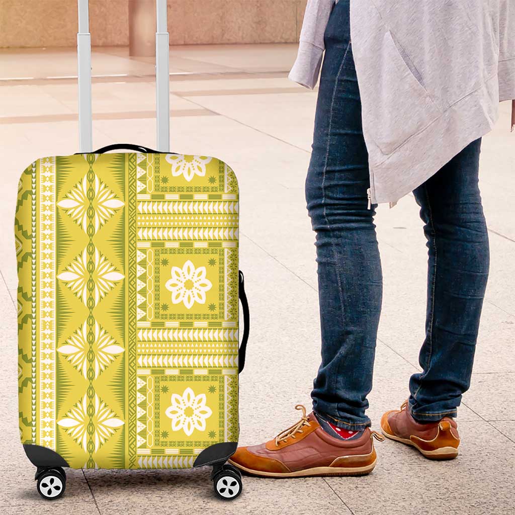 Fiji Masi All Yellow Luggage Cover Tapa Pattern - Polynesian Pride
