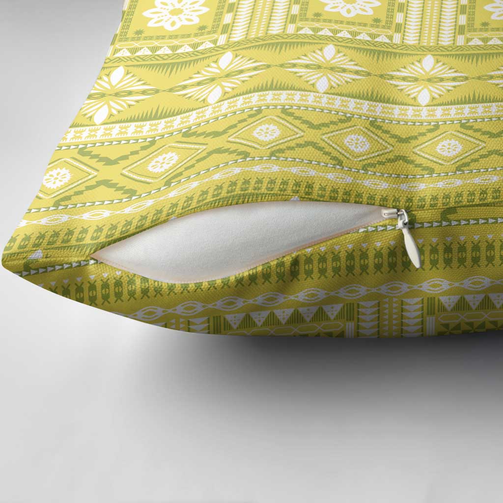 Fiji Masi All Yellow Pillow Cover Tapa Pattern - Polynesian Pride