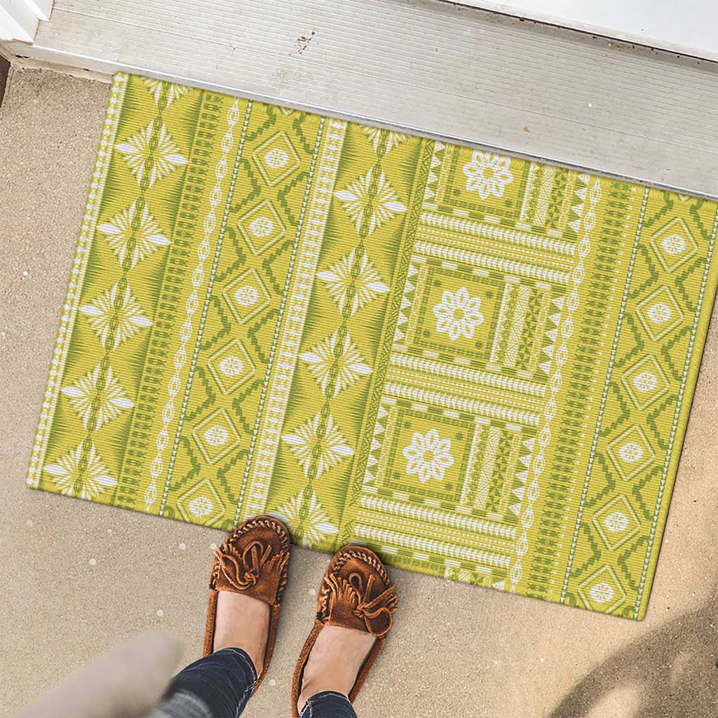 Fiji Masi All Yellow Rubber Doormat Tapa Pattern - Polynesian Pride