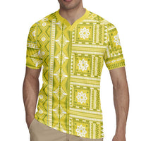 Fiji Masi All Yellow Rugby Jersey Tapa Pattern - Polynesian Pride