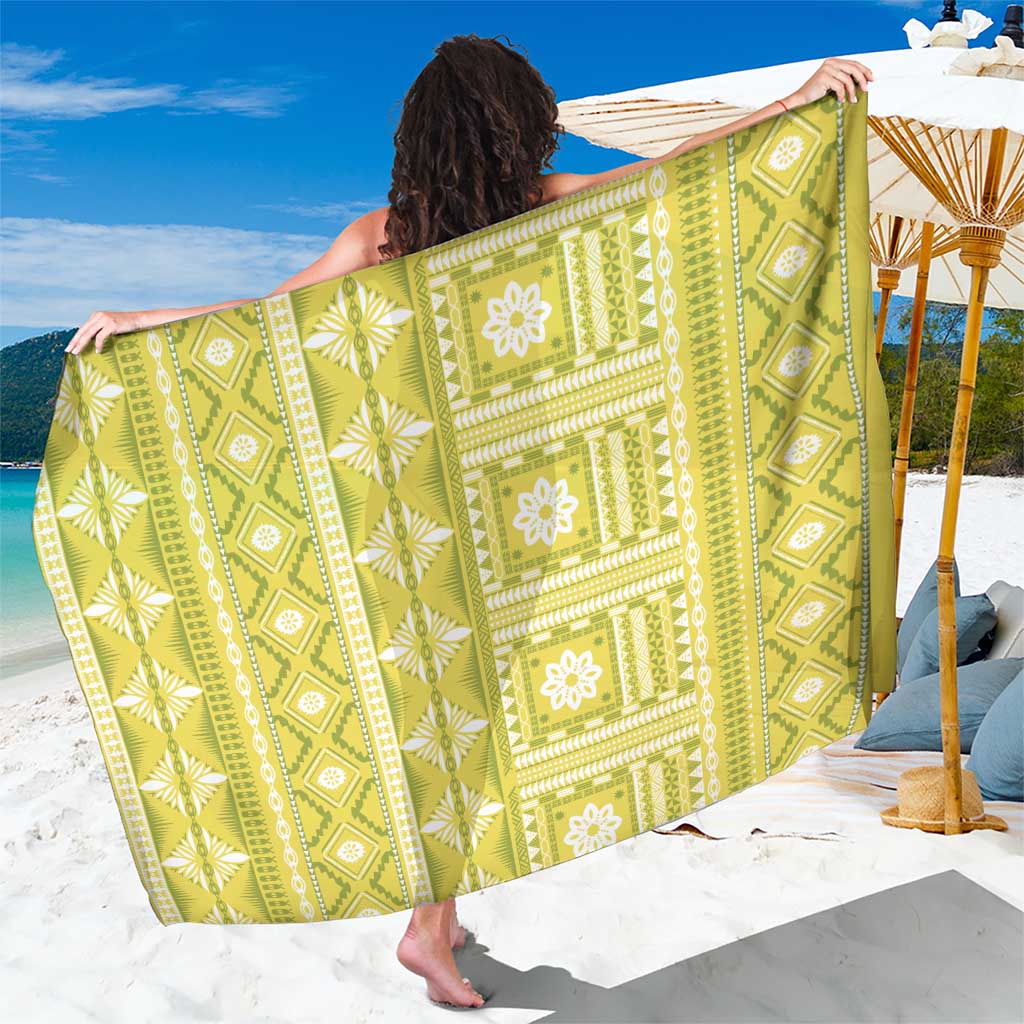 Fiji Masi All Yellow Sarong Tapa Pattern - Polynesian Pride