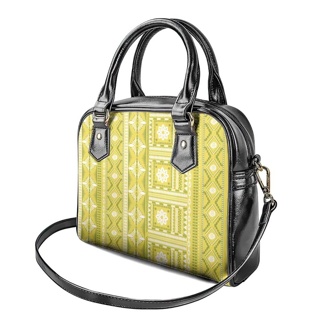 Fiji Masi All Yellow Shoulder Handbag Tapa Pattern - Polynesian Pride