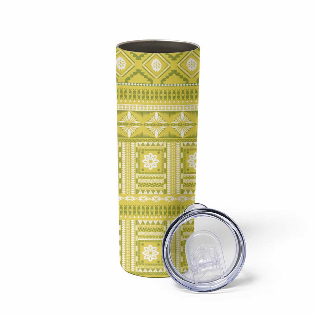 Fiji Masi All Yellow Skinny Tumbler Tapa Pattern - Polynesian Pride