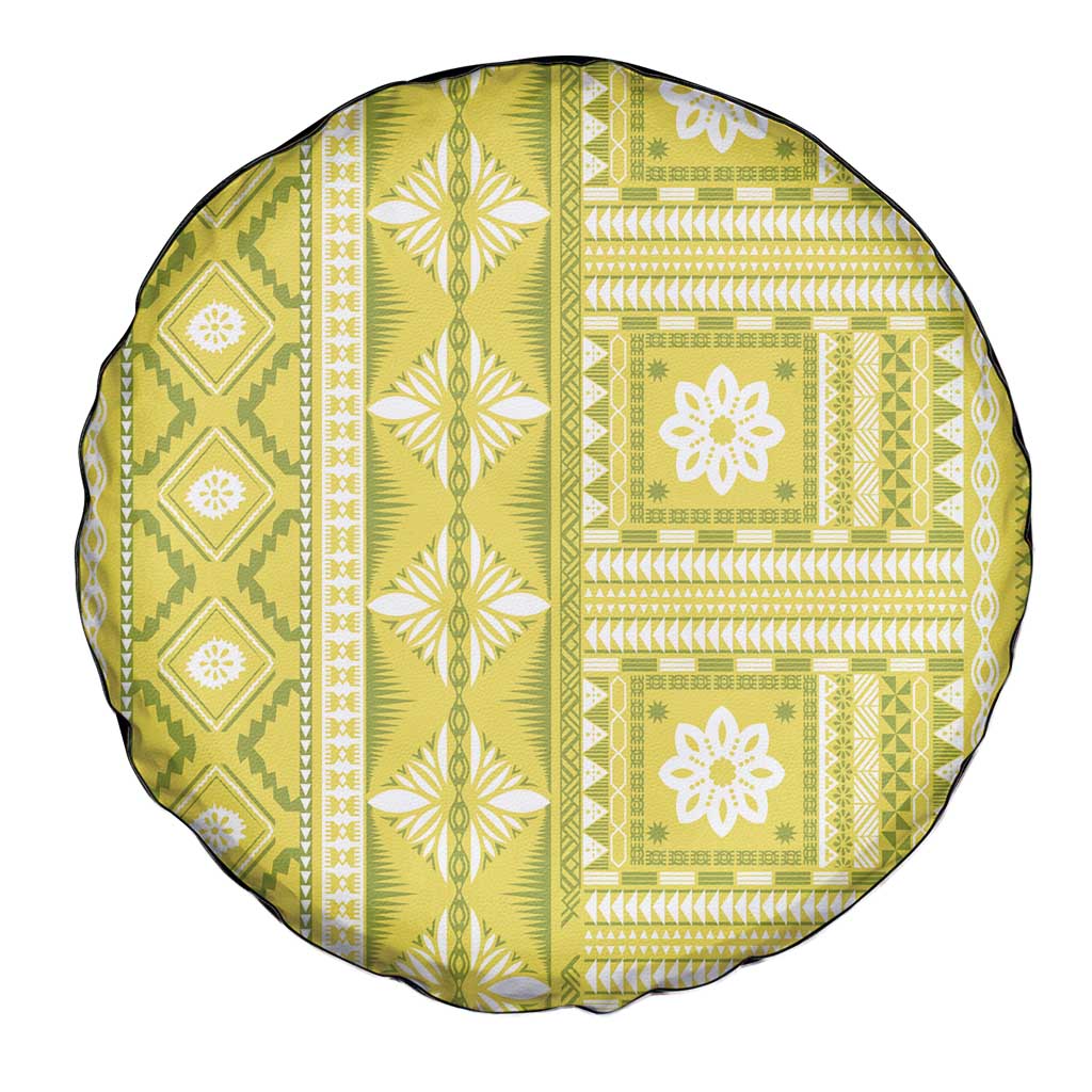 Fiji Masi All Yellow Spare Tire Cover Tapa Pattern - Polynesian Pride