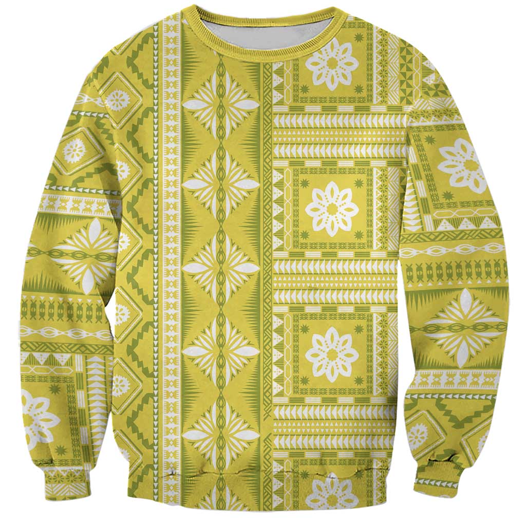 Fiji Masi All Yellow Sweatshirt Tapa Pattern - Polynesian Pride
