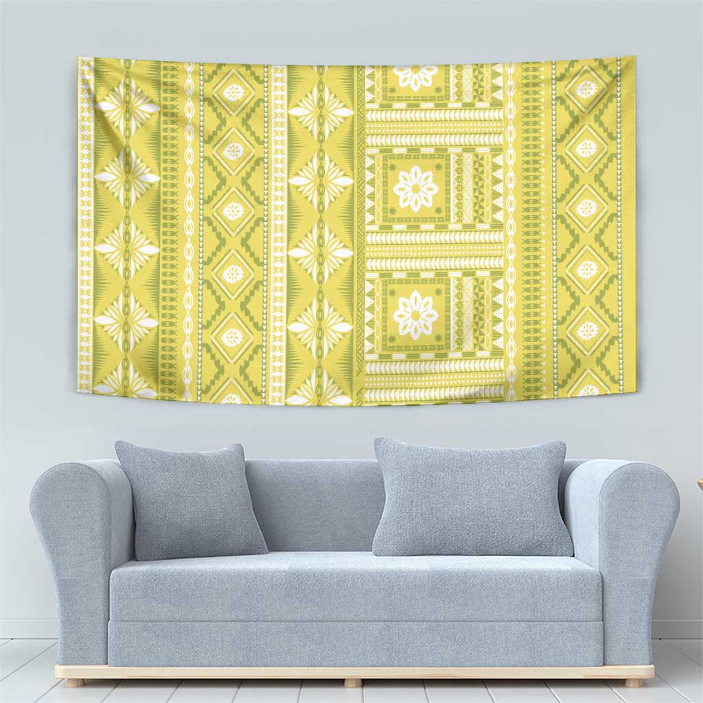Fiji Masi All Yellow Tapestry Tapa Pattern - Polynesian Pride