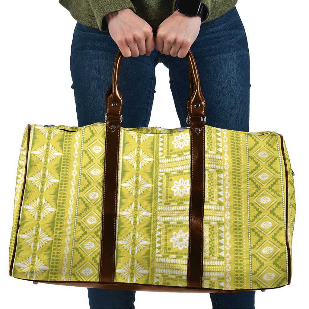 Fiji Masi All Yellow Travel Bag Tapa Pattern - Polynesian Pride