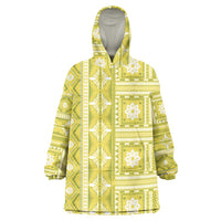 Fiji Masi All Yellow Wearable Blanket Hoodie Tapa Pattern - Polynesian Pride