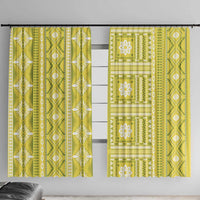 Fiji Masi All Yellow Window Curtain Tapa Pattern - Polynesian Pride