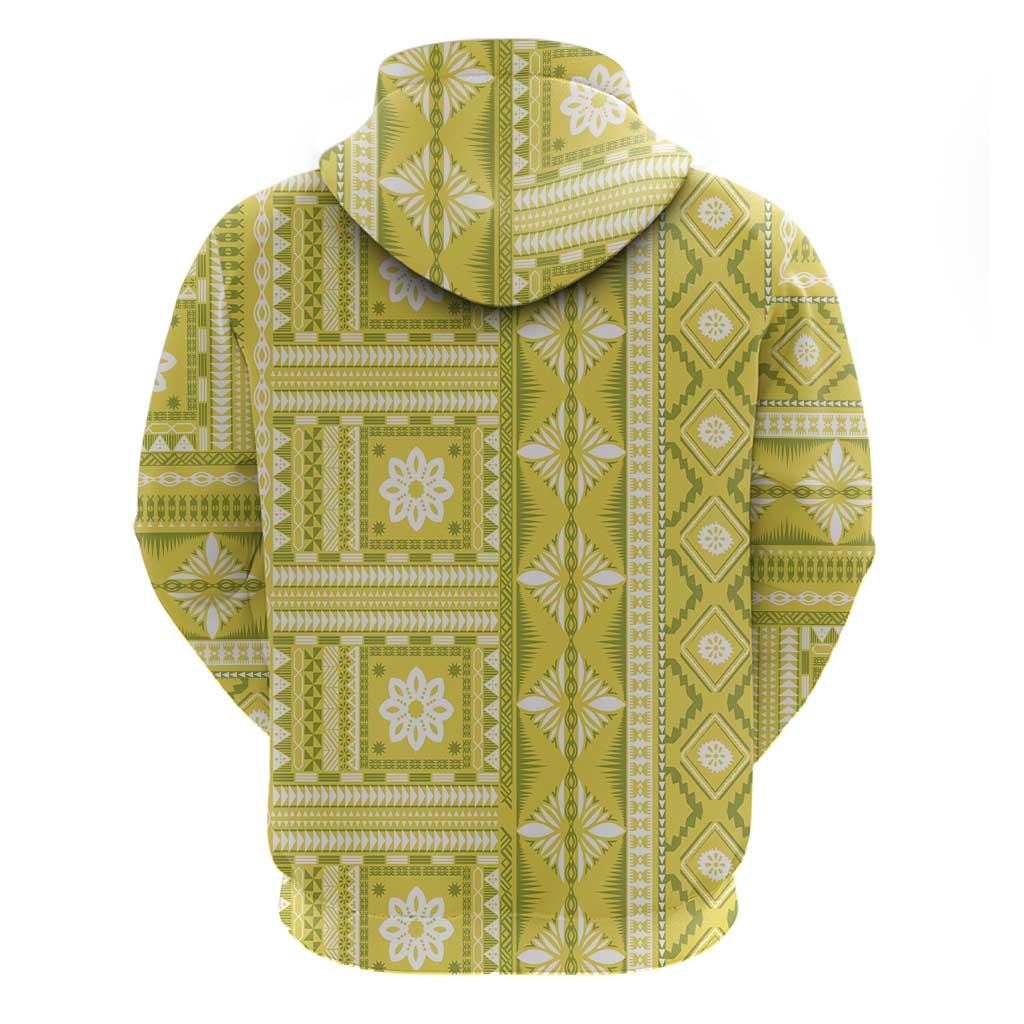 Fiji Masi All Yellow Zip Hoodie Tapa Pattern - Polynesian Pride