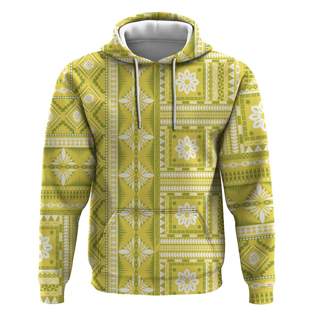 Fiji Masi All Yellow Zip Hoodie Tapa Pattern - Polynesian Pride