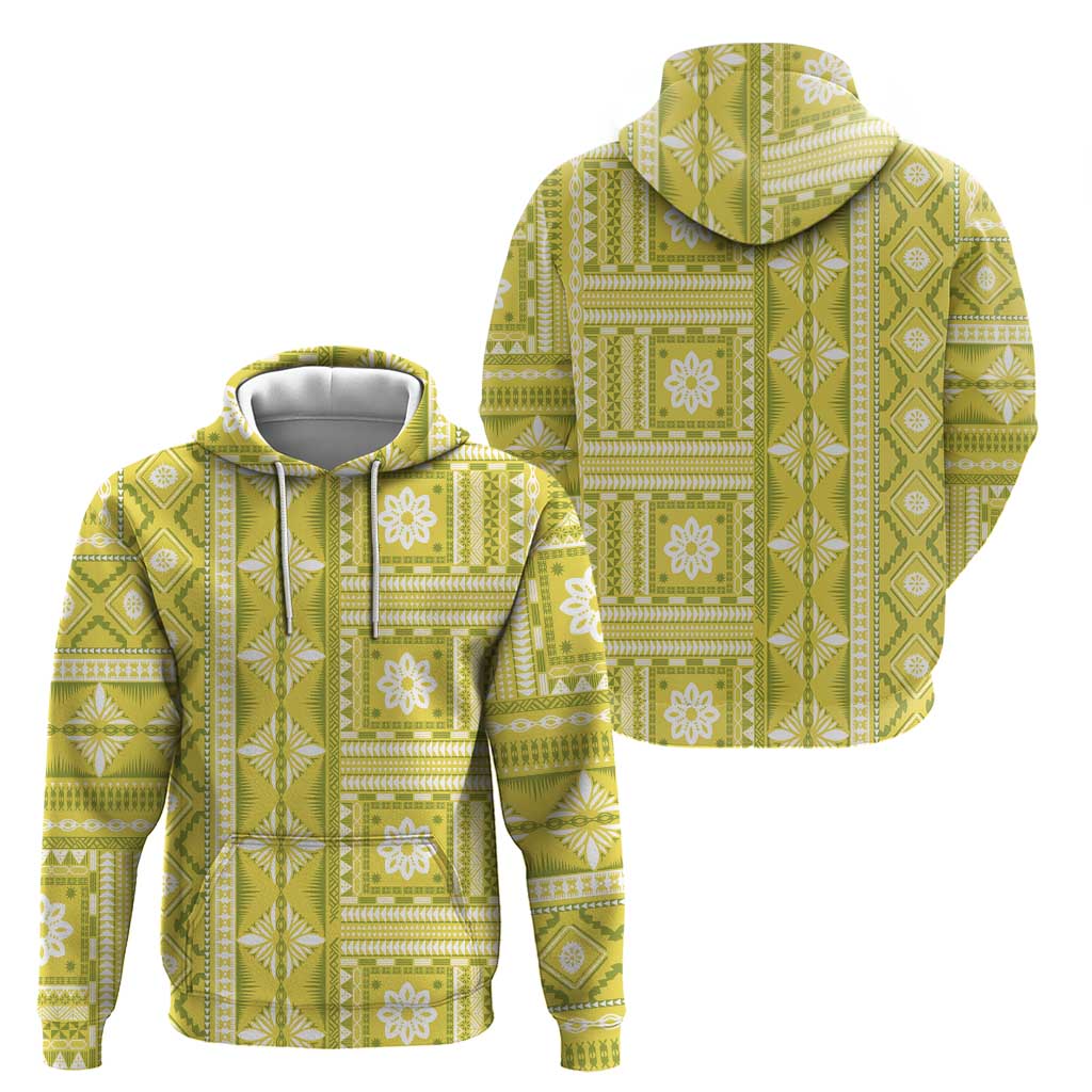 Fiji Masi All Yellow Zip Hoodie Tapa Pattern - Polynesian Pride