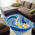 Plumeria Polynesian Blue Glitter Pattern Area Rug