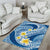 Plumeria Polynesian Blue Glitter Pattern Area Rug