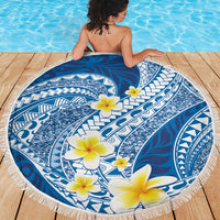 Plumeria Polynesian Blue Glitter Pattern Beach Blanket