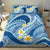 Plumeria Polynesian Blue Glitter Pattern Bedding Set
