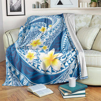 Plumeria Polynesian Blue Glitter Pattern Blanket
