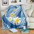 Plumeria Polynesian Blue Glitter Pattern Blanket