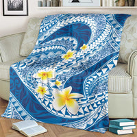 Plumeria Polynesian Blue Glitter Pattern Blanket