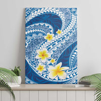 Plumeria Polynesian Blue Glitter Pattern Canvas Wall Art