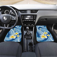 Plumeria Polynesian Blue Glitter Pattern Car Mats
