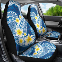 Plumeria Polynesian Blue Glitter Pattern Car Seat Cover