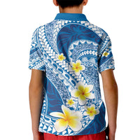 Plumeria Polynesian Blue Glitter Pattern Kid Polo Shirt