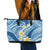 Plumeria Polynesian Blue Glitter Pattern Leather Tote Bag
