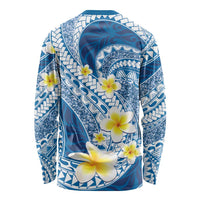 Plumeria Polynesian Blue Glitter Pattern Long Sleeve Shirt LT01 - Polynesian Pride