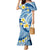 Plumeria Polynesian Blue Glitter Pattern Mermaid Dress