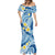 Plumeria Polynesian Blue Glitter Pattern Mermaid Dress