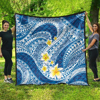 Plumeria Polynesian Blue Glitter Pattern Quilt LT01 - Polynesian Pride