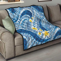 Plumeria Polynesian Blue Glitter Pattern Quilt LT01 - Polynesian Pride