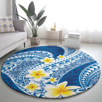 Plumeria Polynesian Blue Glitter Pattern Round Carpet LT01 - Polynesian Pride