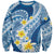 Plumeria Polynesian Blue Glitter Pattern Sweatshirt
