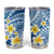 Plumeria Polynesian Blue Glitter Pattern Tumbler Cup