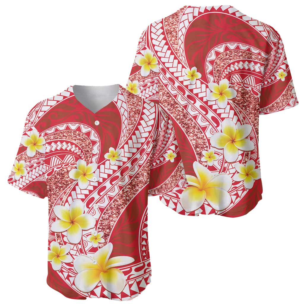 Plumeria Polynesian Coral Glitter Pattern Baseball Jersey LT01 - Polynesian Pride