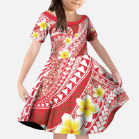 Plumeria Polynesian Coral Glitter Pattern Family Matching Short Sleeve Bodycon Dress and Hawaiian Shirt