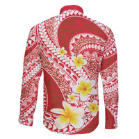 Plumeria Polynesian Coral Glitter Pattern Family Matching Short Sleeve Bodycon Dress and Hawaiian Shirt