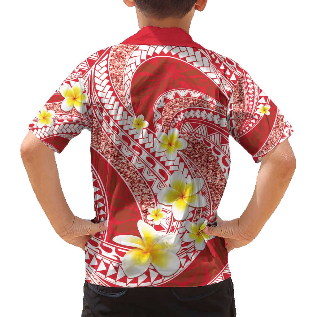 Plumeria Polynesian Coral Glitter Pattern Family Matching Tank Maxi Dress and Hawaiian Shirt LT01 - Polynesian Pride