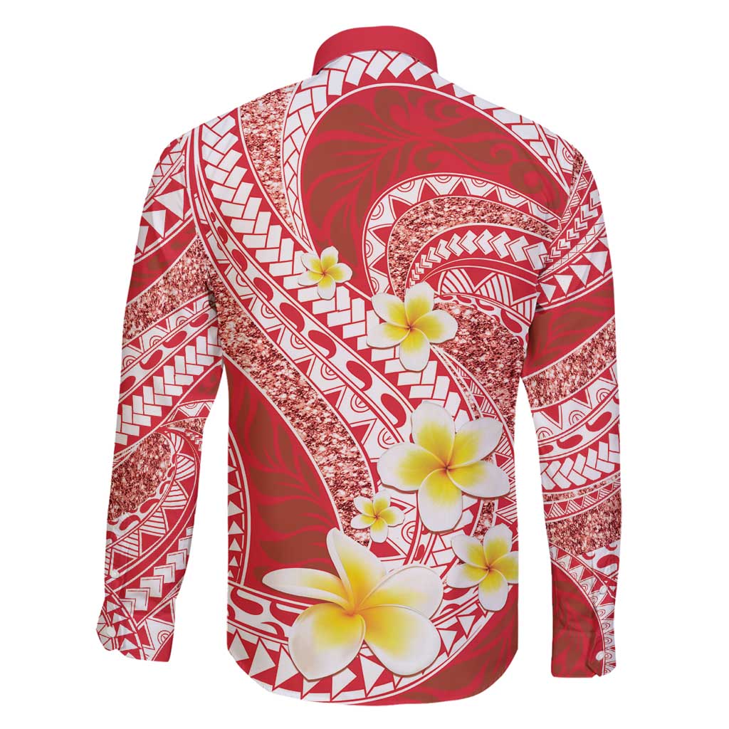 Plumeria Polynesian Coral Glitter Pattern Family Matching Tank Maxi Dress and Hawaiian Shirt LT01 - Polynesian Pride
