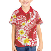 Plumeria Polynesian Coral Glitter Pattern Family Matching Tank Maxi Dress and Hawaiian Shirt LT01 Son's Shirt Coral - Polynesian Pride