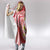 Plumeria Polynesian Coral Glitter Pattern Hooded Blanket
