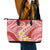 Plumeria Polynesian Coral Glitter Pattern Leather Tote Bag