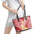 Plumeria Polynesian Coral Glitter Pattern Leather Tote Bag